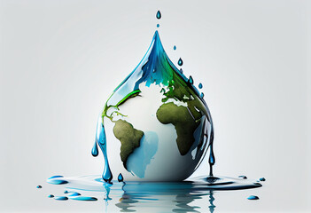 World Water Day Concept. Saving water and Environment day and earth day. AI Generated