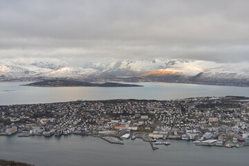 On the top of Mount Fløya, offers a fantastic view of the city of Tromso and the fjords
