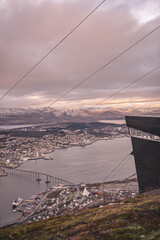 On the top of Mount Fløya, offers a fantastic view of the city of Tromso and the fjords
