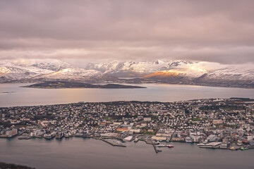 On the top of Mount Fløya, offers a fantastic view of the city of Tromso and the fjords
