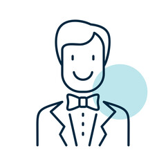 Groom, bridegroom, fiance man in costume icon