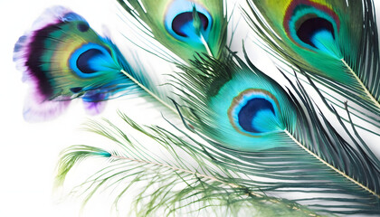 Obraz premium Beautiful Peacock Feather isolated on white background