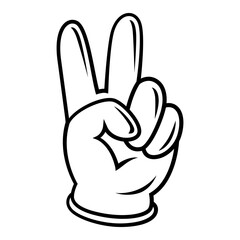 Illustration of comic hand victory sign. Cartoon pop art creative image.