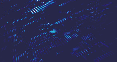 Abstract technology background. Big data digital code. Futuristic dots background. Science background. 3d rendering. Technology background vector.