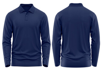 Polo shirt Long Sleeve with two button rib collar, 3d rendered,  NAVY