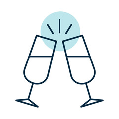 Two glasses of champagne isolated vector icon