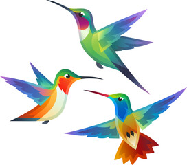 Obraz na płótnie Canvas Stylized Birds - Hummingbirds in flight