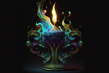 Mysticism of the Burning Neon Candle Generative AI