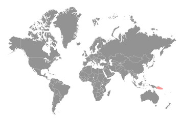 Fototapeta na wymiar Solomon Sea on the world map. Vector illustration.