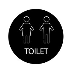 Circular toilet icon for men and women, linear icon