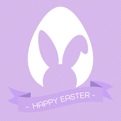 Fototapeta premium Happy Easter greeting card with egg, rabbit. Easter Bunny. white texture.