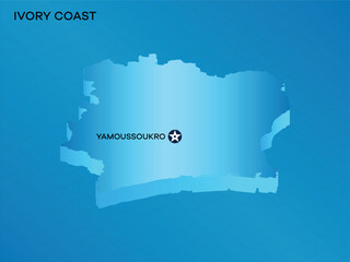 ivory coast 3D Isometric map with Capital Mark Yamoussoukro Vector Illustration Design