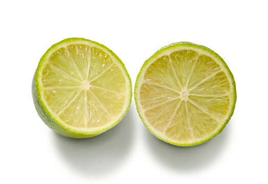 Sliced lime on a white background