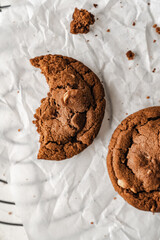 chocolate nut chip cookies on plate white background  nutella
