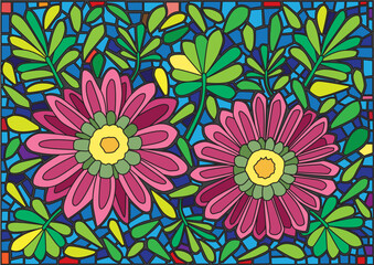 Fototapeta na wymiar flower colorful stained glass background illustration vector 