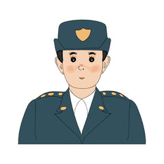 Isolated cute girl police officer character Vector illustration
