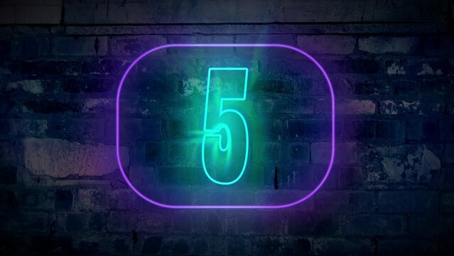 Countdown in neon against brick wall animation retro style