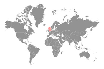 Fototapeta na wymiar North Sea on the world map. Vector illustration.