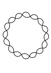 kreisförmiger rahmen aus überlagerten schwarzen wellenförmigen linien