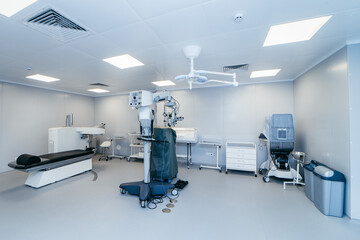 Interior of modern ophthalmology operating room with modern equipment