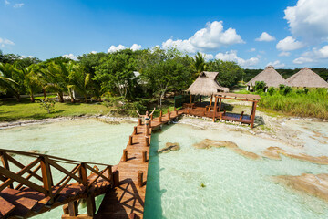 Beautiful lagoon Bacalar in Mexico - 574407332