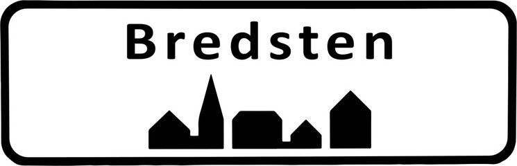City sign of Bredsten - Byskilt Bredsten