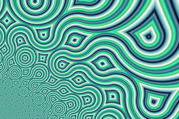 Fototapeta na wymiar Green Fractal Truchet Backdrop - Quarter-Circles Generative Self-Similar Pattern - Abstract Bright Self-Contacting Background 