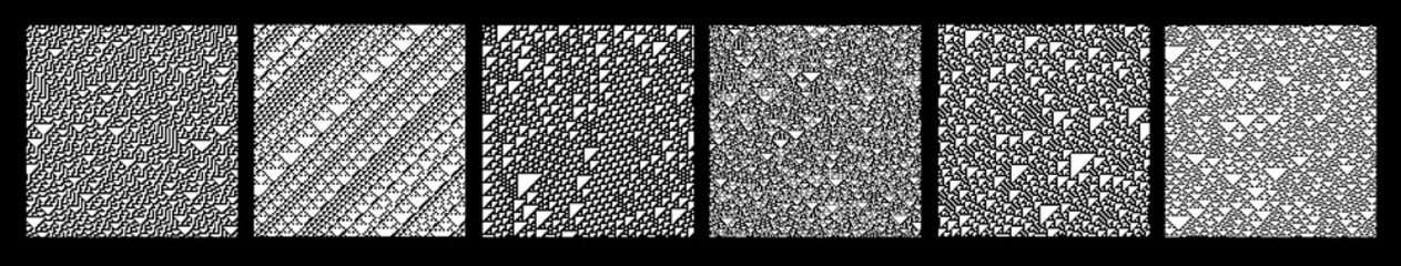 Fototapeta premium Cellular Automaton Homogeneous Structures Set - Visualization of Artificial Life Model Tessellation Templates 