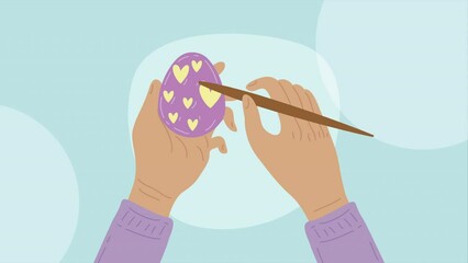hands painted spring egg animation