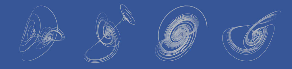 Attractor Chen Lee Mathematical Model Set - Visualization of Dynamical System Strange Attractor with Different Parameters Templates - 3D Render