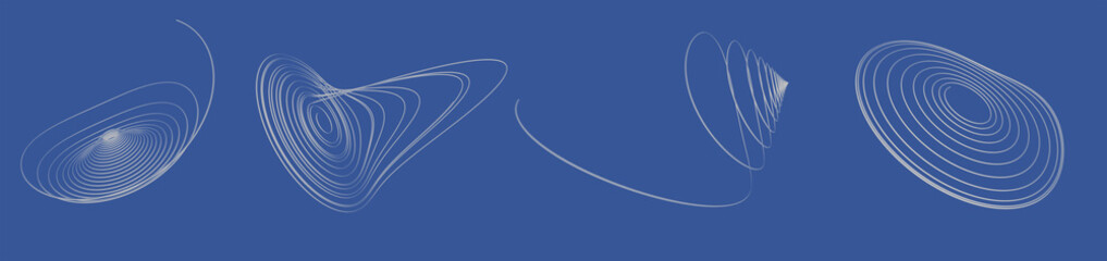 Attractor Rossler Mathematical Model Set - Visualization of Dynamical System Strange Attractor with Different Parameters Templates  - 3D Render