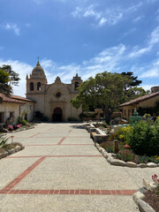 Fototapeta na wymiar Carmel-by-the-Sea, Monterey County, California, USA, June 30, 2022: The Capilla (chapel) at Mission San Carlos Borromeo del Río Carmelo.