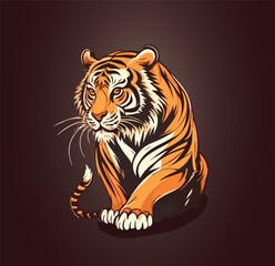 Cartoon colored portrait of a tiger. Vector illustration