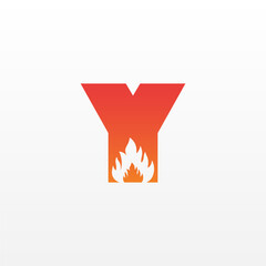 Flame Letter Y Logo Design Vector Template. Beautiful Logotype Design For Fire Flames Company Branding.