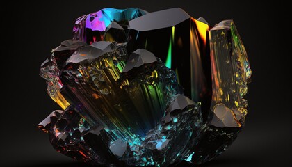 Valuable Colored Crystals of Various Shapes and Asymmetrical Generated by AI