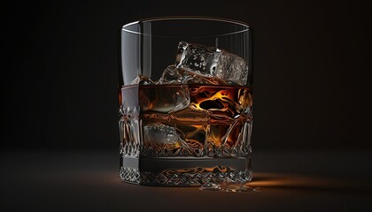 glass of whiskey with ice - created with generative ai