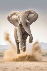 Fototapeta na wymiar Elephant jumping - Ai generative