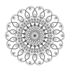 Abstract floral mandala with lots of  detailes for coloring. Mandala circles withou color, black and white patterns for relaxing and art therapy