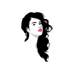 vector woman hairstyle on white background. use for logo or illustration