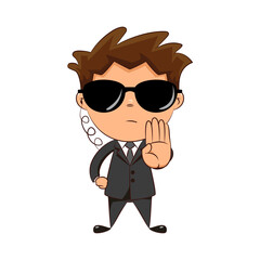 Bodyguard hand stop sign gesture