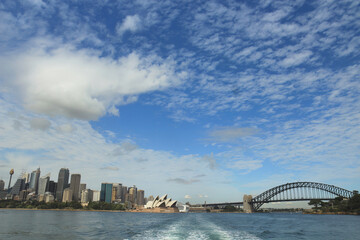 Panoramic view of Sydney harbor bridge
