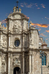 Obraz premium Facade of Valencia Cathedral, St Mary's Cathedral, Valencia, Spain