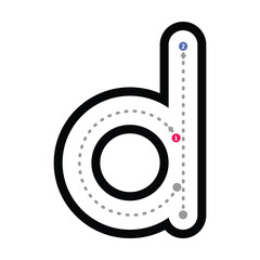 Tracing alphabet letter d lowercase prewriting dotted line element for kindergarten and preschool kids worksheet for handwriting practice activity