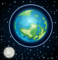 Solar radiation provides light and heat for the Earth and energy for photosynthesis. Earth, global warming. Earth, planet atmosphere. Educational poster, scientific infographic