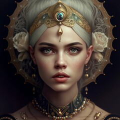 Fantasy portrait of a beautiful blonde girl, Image generated by ai, Generative AI