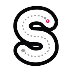 Obraz premium Tracing alphabet letter s lowercase prewriting dotted line element for kindergarten and preschool kids worksheet for handwriting practice activity