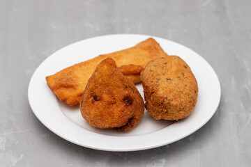 Typical portuguese snack fried entrance on plate