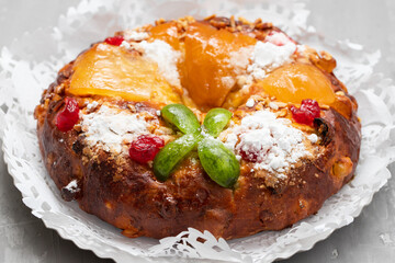 Bolo do Rei or King's Cake, Made for Christmas, typical Portuguese Christmas cake