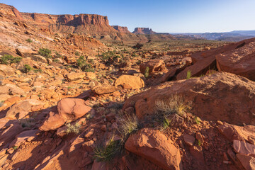 hiking the murphy trail loop in the island in the sky in canyonlands national park, usa