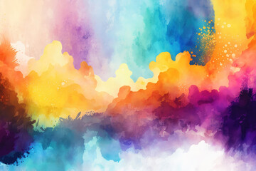 Abstract watercolor background with rainbow colors created with generative AI technology